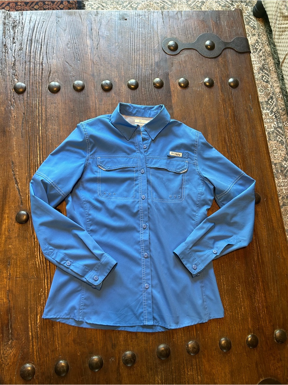 Columbia Blue Long-Sleeve Button-Down Shirt